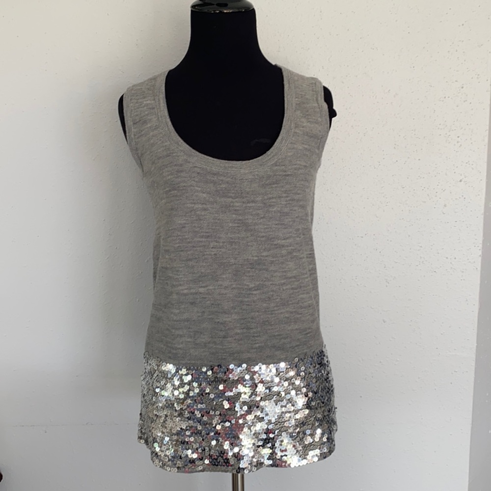 NWOT PINK TARTAN 100% WOOL / SEQUINS SILVER SIZE:S